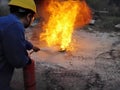 Fire extinguisher training Royalty Free Stock Photo